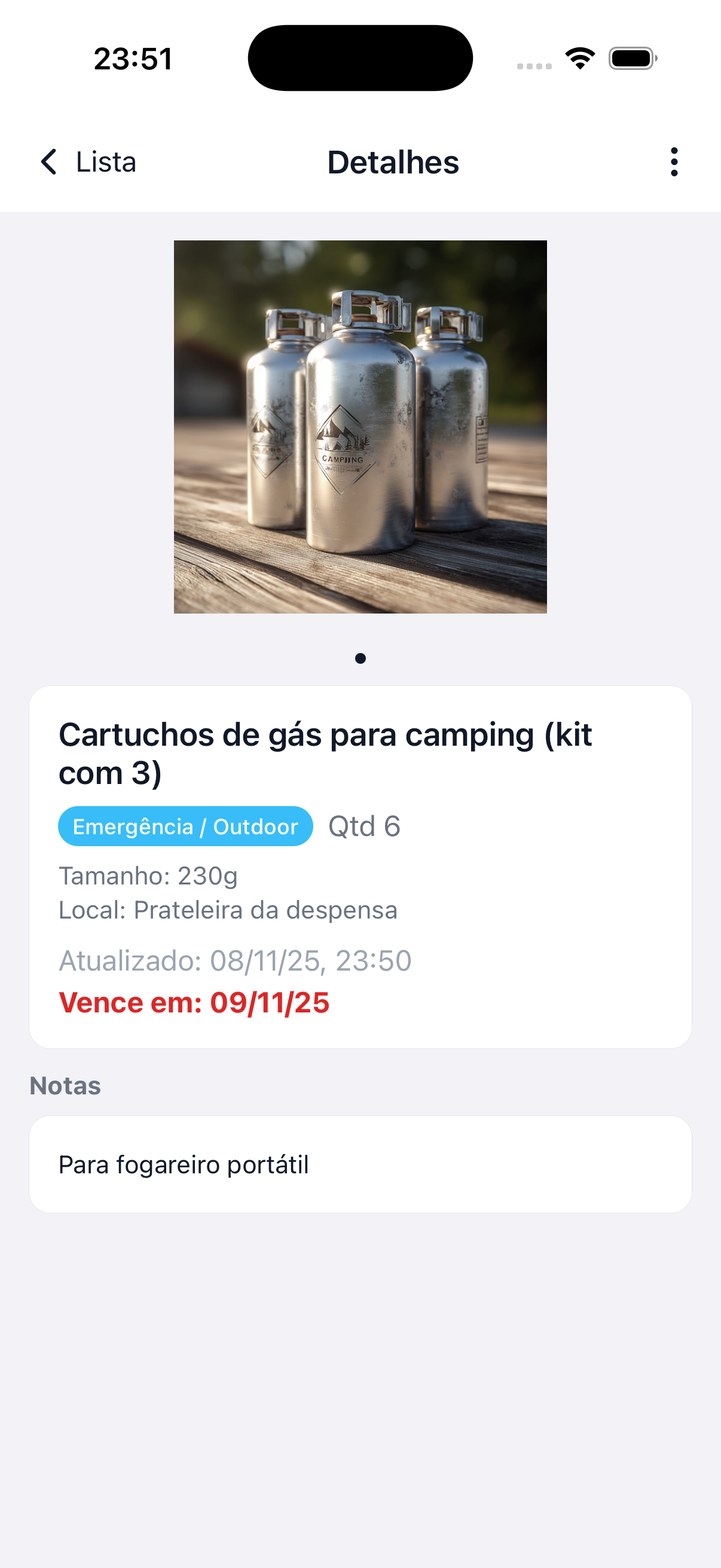 Gerenciamento de validade