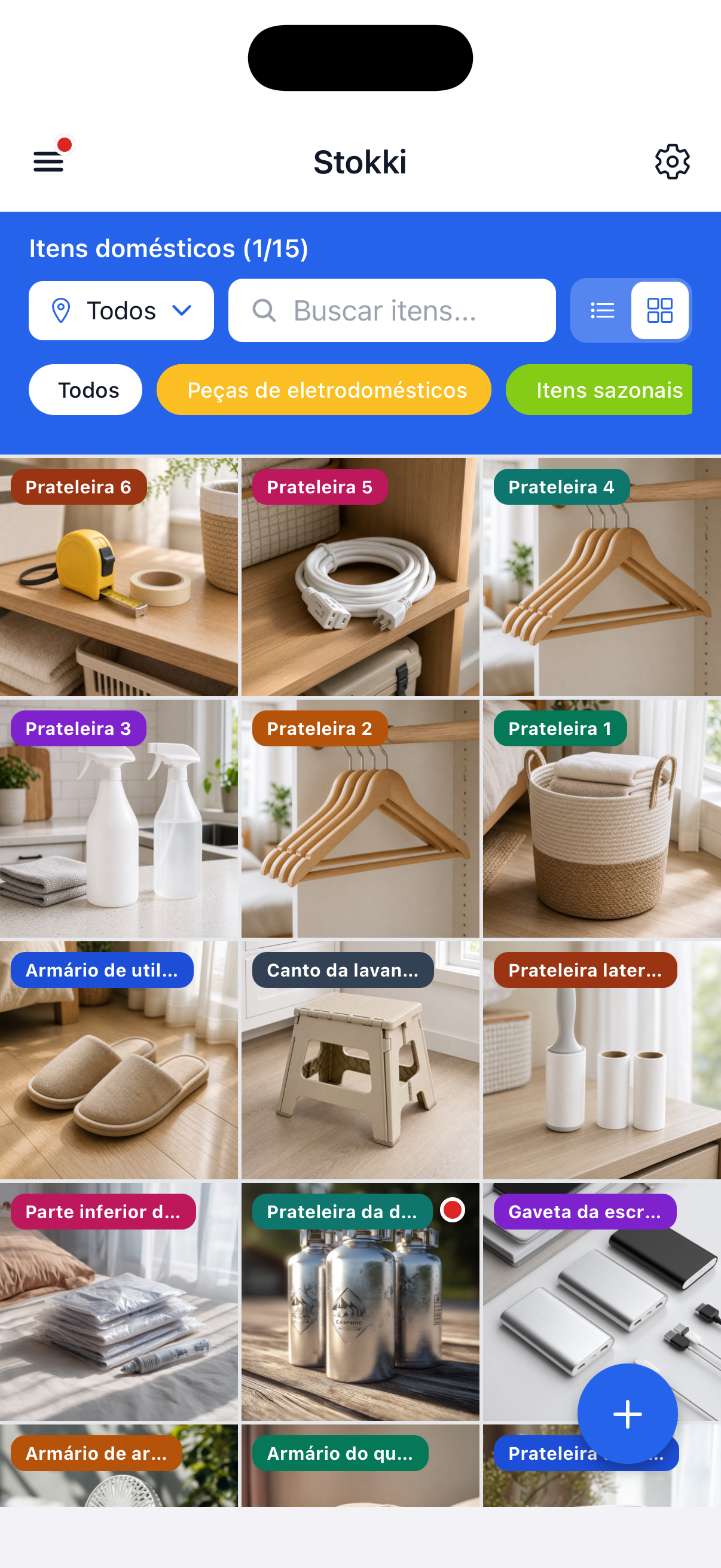 Grade de itens do Stokki